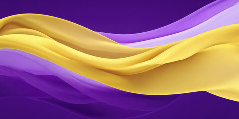 Flowing silk fabric in vibrant purple and gold, luxurious texture and contrast, perfect for elegant backgrounds.