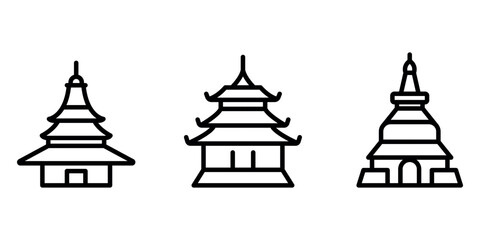 temple outline or line icon design bundle.