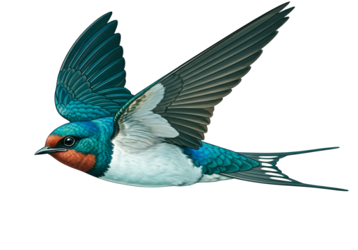 Stunning digital illustration of a colorful flying bird with detailed feather textures and vibrant