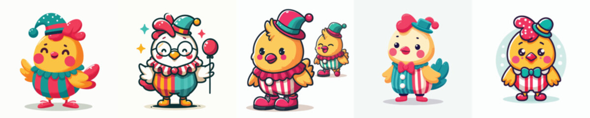 vector of chicken in clown costume