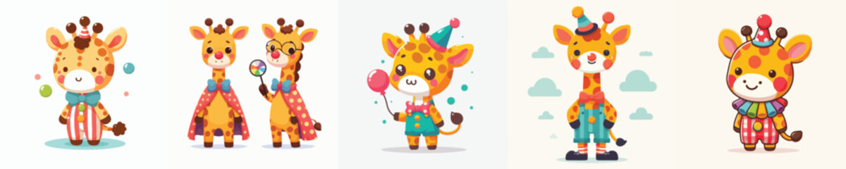 giraffe vector in clown costume