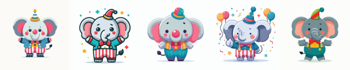 elephant vector in clown costume