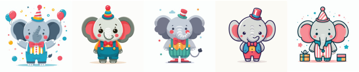 elephant vector in clown costume