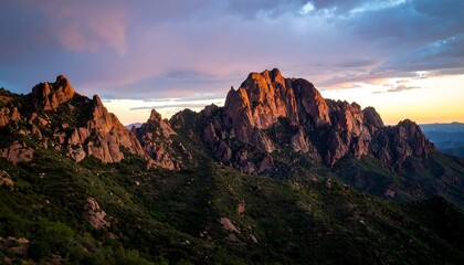 Fototapeta premium Mountain sunset panorama