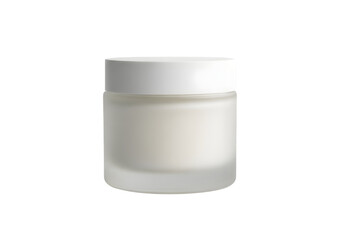 Frosted Glass Cosmetic Cream Jar with White Lid Cut Out PNG.