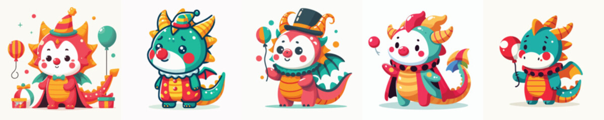 dragon vector in clown costume