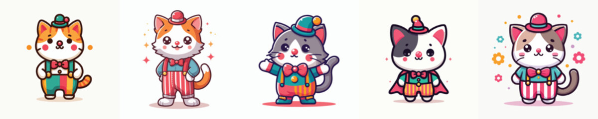 vector of a cat in a clown costume