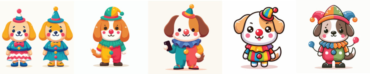 vector dog in clown costume