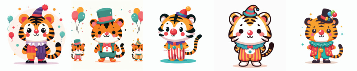 Obraz premium tiger vector in clown costume