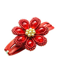  Red hair clip accessory isolated on white background ,PNG.AI Generated.