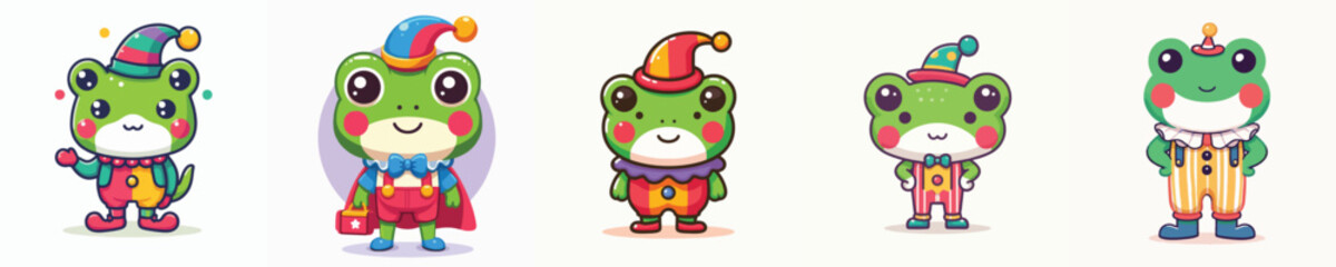 frog vector in clown costume