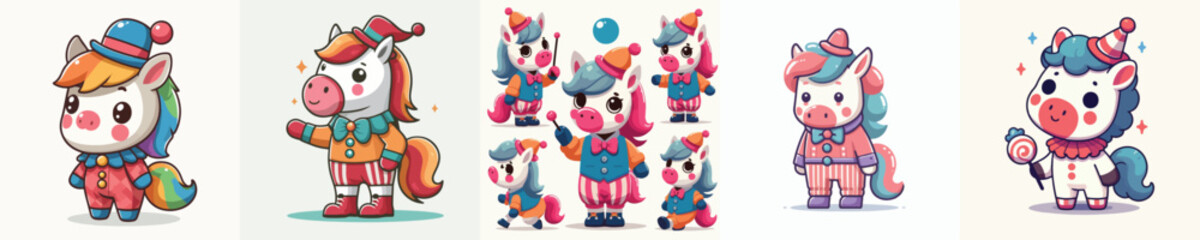 vector horse in clown costume