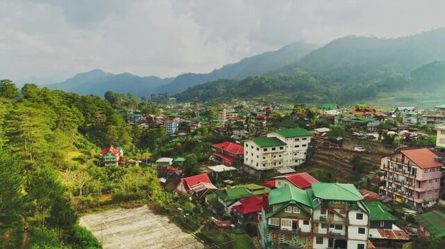 Scenic view of baguio city in the philippines with mountains in the background
