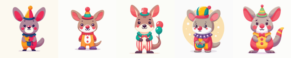 Fototapeta premium kangaroo vector in clown costume