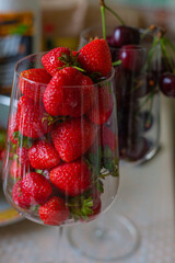 strawberries in glass