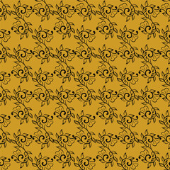 Seamless floral pattern, colorful ditsy print, abstract ornament in retro folk motif. Pretty decorative art botanical design of hand drawn large, small flowers, leaves, wild herbs. Vector illustration