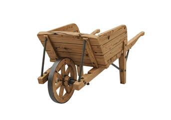 Wooden Wheelbarrow with a rustic design for gardening or construction projects