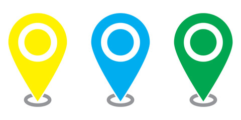 Location map pin icon vector set. Modern colour map marker. Location pin vector.  Colourful location icon on white background. EPS 10.