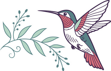 Obraz premium vector illustration of a bird on a branch