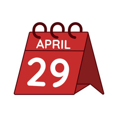 april 29 desk calendar vector on white background
Vector red calendar flat icon