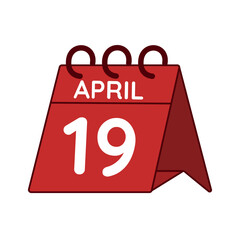 april 19 desk calendar vector on white background
Vector red calendar flat icon