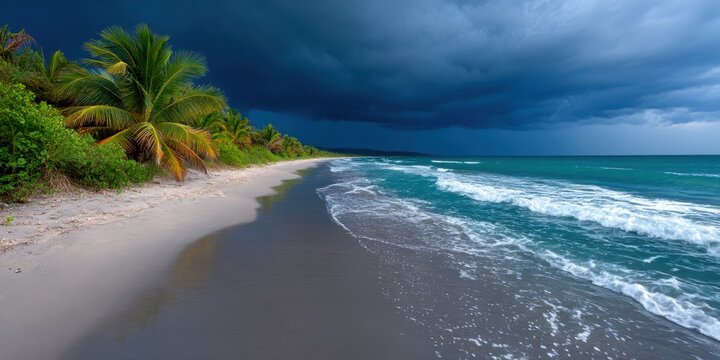 Dark storm over Tropical Beach