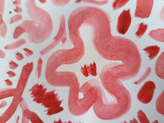 Naive art floral simple red watercolor background