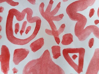 Naive art simple floral red watercolor background