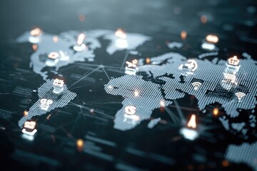 Global network map with digital icons (1)
