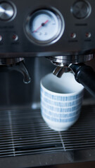 Espresso Machine with Cup Ready for Brewing Coffee
