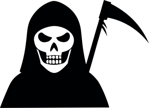 recommend clip art: Death, grim reaper icon, Grim Reaper silhouette illustration. Halloween death character vector