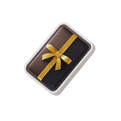 Two elegantly wrapped gifts nestled in a modern white tray against black backdrop