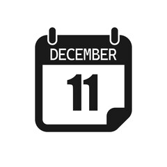 Vector icon page day calendar - 11 December month