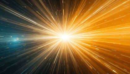 Dynamic burst of golden light streaks through deep space, evoking speed, innovation, and cosmic energy
