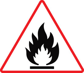 Flammable Materials Triangle Safety Warning Sign Isloated On White Background