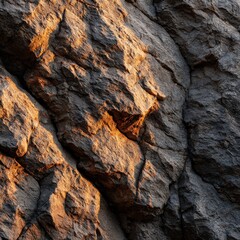 Sunrise casts light on rocky mountainside