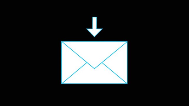Message box icon animation video notice receive massage animated sign symbol. Message mail box, 4k. Pulsing GMAIL Box Animation: Email Inbox Icon on black background.