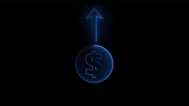 Neon dollar Business Graph Chart Icon Animation. Abstract neon line dollar business graph animation. Money, profit, investment, growth business, economy, finance