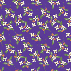 Floral seamless pattern. Branch with leaves ornamental background.