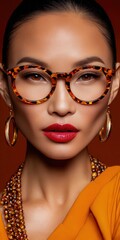 Woman posing with designer eyeglasses