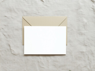 Elegant boho invitation card mockup with envelope on textured surface
