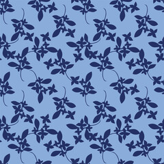Floral seamless pattern. Branch with leaves ornamental background.