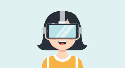 Young Person Immersed in Virtual Reality Headset Experience.
