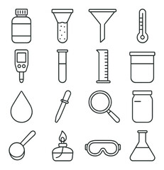 Fototapeta premium Science lab equipment icons on gray background