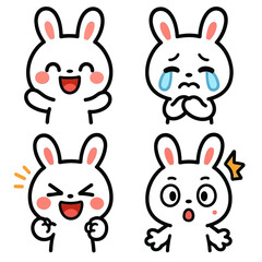 Rabbit sticker set with various expressions