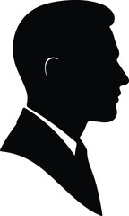 Vector Illustrator Businessman in Suit Head Profile Silhouette