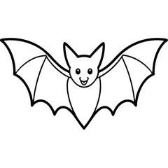 Bat vector line art on white background