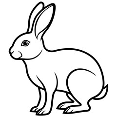 Hare vector line art on white background