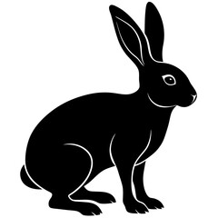 Hare vector Silhouette on white baclground