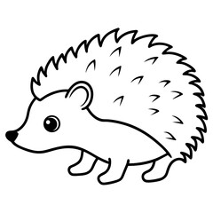 Hedgehog vector line art on white background